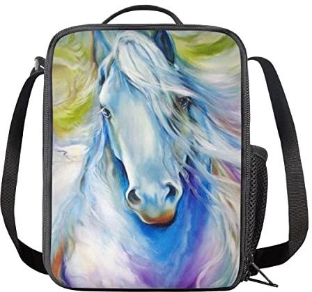 Coloranimal Kids Lunch Bag Horse Animal Lunchbox Insulated Lunch Box with Bottle Holders for Boys Girls