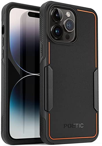 Poetic Neon iPhone 14 Pro Max Case, Heavy Duty Dual Layer Slim Shockproof Cover, Wireless Charging Compatible, Anti-Slip, 6.7 Inch - Black
