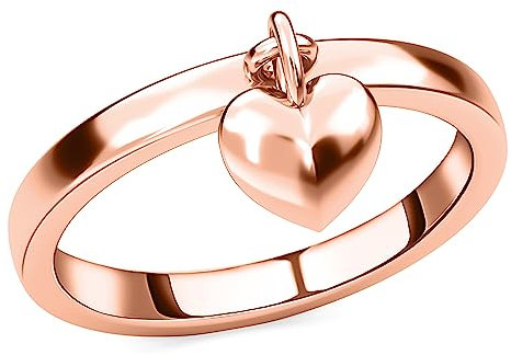 TJC Anello a fascia da donna in argento Sterling con ciondolo a forma di cuore in platino e oro placcato in argento 925, regalo di San Valentino, per donne, figlia, moglie, coppie, anelli a forma di