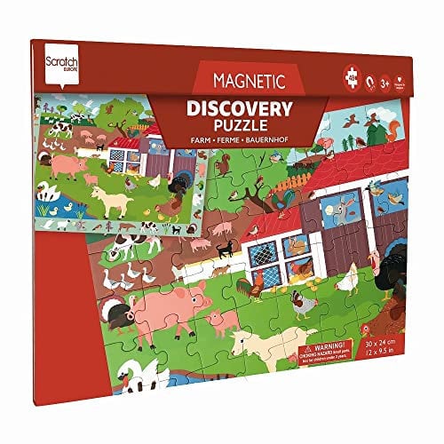SCRATCH 276181233 Magnetpuzzle für Kinder ab 3 Jahren, 2-in-1 Puzzlen und Entdecken, Motiv: Bauernhof, 48 Teile