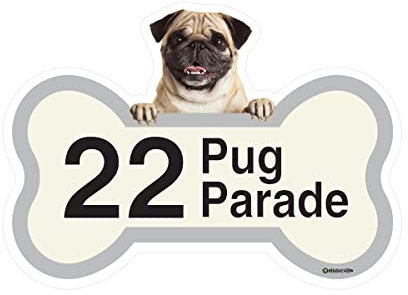 Pug Dog with Bone - Personalised Wheelie Bin Sticker/Vinyl Labels with House Number & Street Name - Size A5 [4 Pack]