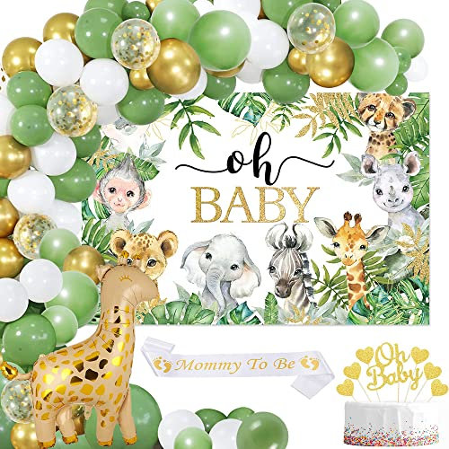 Gender Reveal Party Deko Babyparty Deko Neutral mit Oh Baby Hintergrund für Baby Shower Deko, Geburtstag, Dschungel Safari Deko