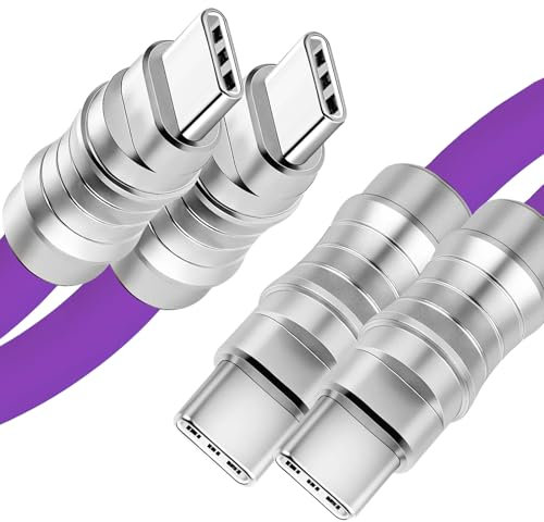 WLGQ Cable USB C to USB C pd 100w, Skin Friendly Liquid silicone Material Quick charge Cable USB type C Interface Device Universal charge Cable (violet 1m 2Pack)