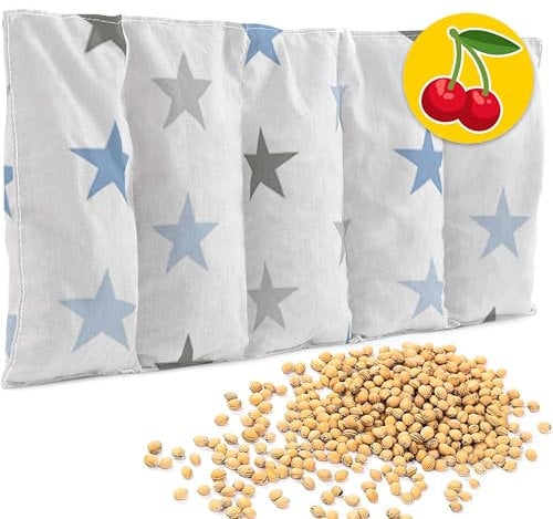Amilian Kirschkernkissen 55 x 20 cm Wärmekissen Mikrowelle Körnerkissen Kirschkernsack Kirschkern Kissen für Kinder Erwachsene ideal als Massagekissen Kältekissen Sternchen Groß Blau