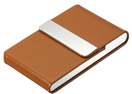 YOKIVE Visitenkartenetui Aus PU Leder Mit Magnetverschluss | Aufbewahrungsbox Für Visitenkarten Ideal Für Büros (Aprikosenfarbe 3.86 x2.3x0.51)