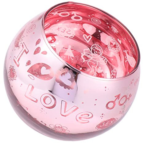 Mobestech Valentine's Day Glass Candle Cup Decorative Tealight Holder for Romantic Home Decor for Bedroom Bar and Craftsmanship