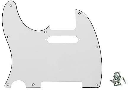 ROZILO Gitarren-Tele-Schlagbrett für Linkshänder, 8 Löcher, passend für USA/mexikanische Standard-Telecaster, 3-lagig, Weiß