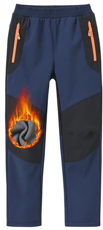 MoFiz Pantalon Montagne garçon Pantalon Ski Enfant Pantalon Neige Enfant Pantalon Chaud imperméable Aver Pockets Bleu Marine 152-164