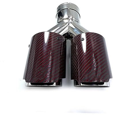 Auto Auspuff Red Carbon Fiber Edelstahl Auspuff Dual Tips Auto Schalldämpfer Doppelrohre Für Abgassysteme Dual Tips 1St Auspuffrohr Heckkehle (Farbe : 67-76MM)