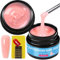 2 Pezzi 15ml Gel Ricostruzione Unghie, Builder Nails Gel Ricostruzione Unghie, Adatto per Refill e Allungamento per Principianti e Professionisti, Con 48 Pezzi Cartine Extension Model (Rosa)