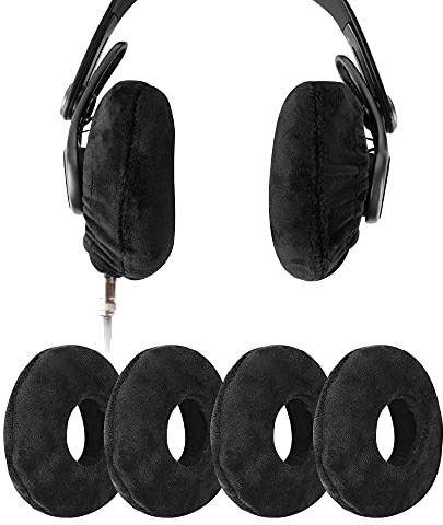 GEEKRIA 2 Paar Velours Kopfhörer Ohrenschützer, waschbar & dehnbar Sanitär Ohrmuscheln Protektoren für Over-Ear Headset Ohrpolster Schweißabdeckung für Wärme & Komfort (M/Schwarz) PJZ185-02