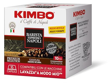 Kimbo 128 Capsule Caffè Compatibili Lavazza® A Modo Mio®, Barista Napoli | 8 Confezioni da 16 Capsule, Intensità 10/13, Tostatura Medio-Scura