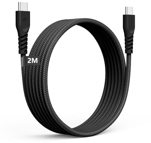 TECHGEAR 60W 3A Fast USB C to USB C 2M Long Charger Cable Type C to C Cable Fast Charging Data Lead Compatible with iPhone 16/15, iPad Pro 2024, MacBook, Samsung A16/S24 FE/S23/A15/A54/A55/A25
