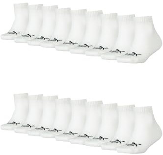 PUMA KIDS Quarter Socken Sneaker Gr. 27-38 für Mädchen und Jungen 18 Paar, Farbe:300 - white, Socken & Strümpfe:35-38