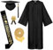 Alaiyaky Abschluss Talar 2024 mit Doktorhut, Akademischer Graduation Robe mit Abschluss Hut Schärpe Quaste Ehrenschnur Anstecker, Talar für Hochschule Bachelor Master (2024 Set B, H48 (163-170CM))