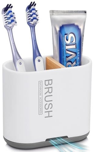 PARKMANI Electric Toothbrush Holders for Bathrooms, Toothbrush and Toothpaste Holder, Detachable Bathroom Toothbrush Caddy With Drainage for Family, Kids (White, Medium)
