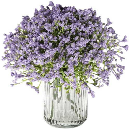 astylishome Faux Flowers Artificial Flower 16 Pcs Real Touch Fake Gypsophila for DIY Wedding Bouquet Party Table Centerpieces Floral Arrangements and Home Decor Purple 1406