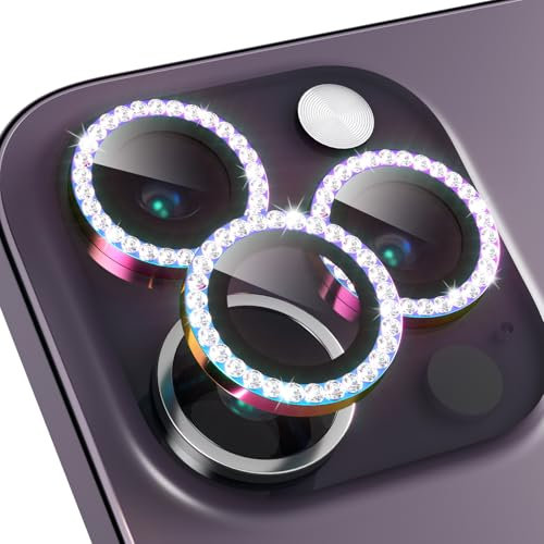 CasurvivePro Kompatibel iPhone 11 Pro/iPhone 11 Pro Max Diamond Encrusted Telefon Objektivschutz, Anti-Kratz No Bubble HD gehärtetes Metallglas Kamera Bildschirmschutz Zubehör - Schillernde Farben