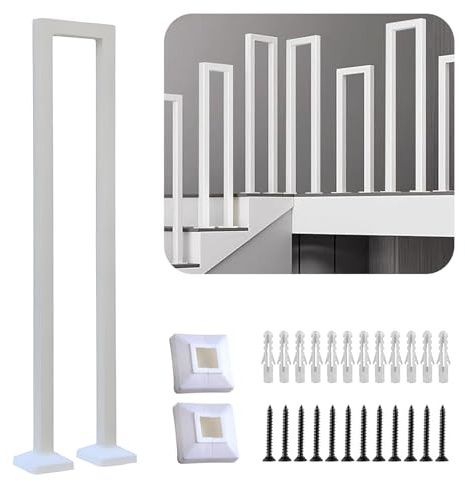 Treppengeländer Innen, Geländer treppe, Handlauf treppe, U Förmiger Geländer, Treppengeländer Außen, Handlauf Schwarz, TreppengeläNder, für Balkone Flure Wohnungen Villen (U-Weiß, 95CM)
