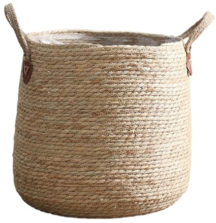 LOVIVER Woven Plant Basket, Large Capacity Ornament Decorative Storage Pot for Lawn Yard Shelf Home Picnic