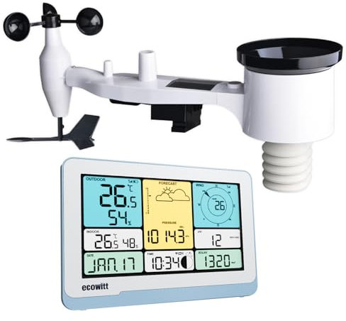 ECOWITT Weather Station with Outdoor Sensor WS3820,7 in 1 Solar Power Wifi Home Weather Outdoor Sensor WS69, 7.5 inch Garden Wireless Indoor Color LCD Display, IOT Intelligent Linkage Control