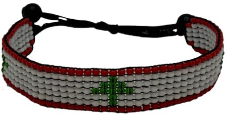 Culture Beads Handmade Beaded Bracelet: Wear a Country Flag with Natural Masaai Jewellery Beads (Lebanon)