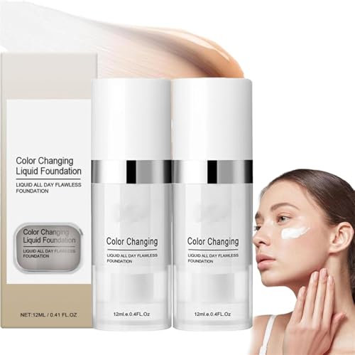 DFEPPJHG Foundation mit voller Deckkraft, makellose Foundation mit Farbwechsel, wasserfeste, porenfreie Flüssigfoundation, lang anhaltende, feuchtigkeitsspendende Concealer-Foundation