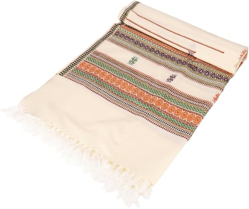 GURU SHOP Indischer Schal/Stola, Ethno Tuch/Decke aus Baumwolle, groß | Wärmender Schal mit traditionellem Ethno-Motiv, vielseitig als Stola oder Schultertuch, 100 % Baumwolle.