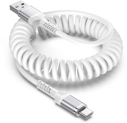 Retractable Car Charger Cord 6FT Coiled USB to USB C Fast Charging Cable Android Auto for Motorola Edge 50/Edge 40 Ultra/Moto G Stylus/G Play/G Power,Samsung Galaxy S24 Ultra A15 A55,iPhone 16 Pro Max