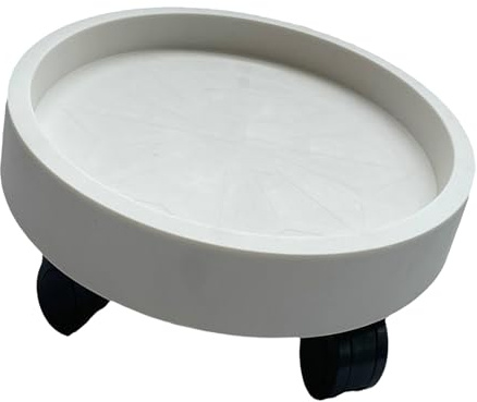 KIMISS Sottovaso Rotondo Bianco per Piante con Ruote - Vassoio Mobile per Vasi da Fiori in Plastica per Balcone, Base per la Raccolta 'Acqua per Uso Interno Ed Esterno (30)