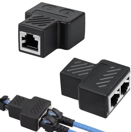 Eupneicu Accoppiatore Di Rete RJ45 [2 Pezzi], Connettori Ethernet Da 1 A 2, Doppio Socket Per Ethernet Cat 5/6/7/8 Lan Cavo