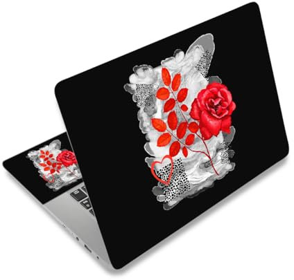 Laptop Stickers Decal,12 13 14 15 15.6 inch Netbook Laptop Skin Sticker Reusable Protector Cover Case for Toshiba Hp Samsung Dell Apple Acer Leonovo Sony Asus Laptop Notebook (Red Rose Flower)