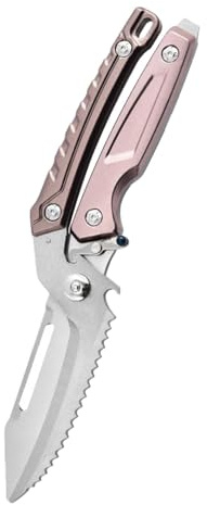 Heavy Duty Poultry Scissors,Stainless Steel Heavy Duty Kitchen Scissors,Zigzag Edge Shape Removable Kitchen Food for All Kinds of Meat (PINK)