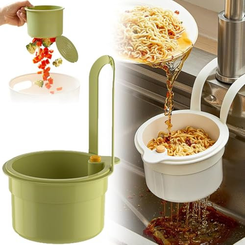 Sink Strainer Basket, Hanging Sink Colander Drain Basket, 2025 Self-Cleaning Kitchen Sink Food Waste Catcher Faucet Hanging, Press Automatic Dumping Kitchen Draining Basket