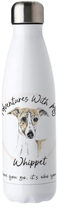 Purely Home Adventures with my Whippet Metal Water Bottle - Double Walled 500ml Hot/Cold Drinks Bottle Outdoor Dog Gifts