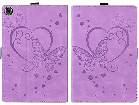 ADVDJBV Custodia per Tablet for Huawei MediaPad M5 Lite 8,0 Pollici Butterfly Guffing Pieghevole Coperchio Protettivo Antiurto PU. Tablet a Slot for Carte Flip in Pelle Pc Caso(Mor)