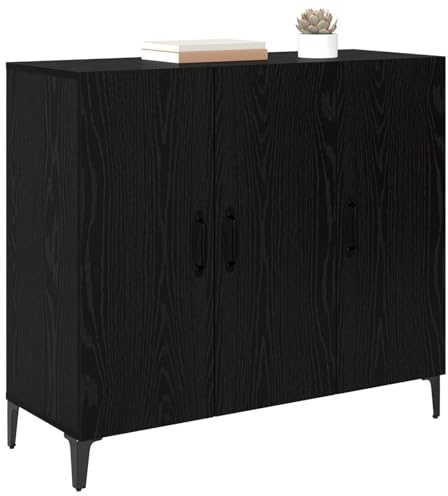 vidaXL Sideboard Black oak 34 x 90 x 80 cm Engineered wood, Modern Sideboard Storage, Rectangular Living Room Unit, Interior Design Chest, Home Shelving Solution with Flush Door