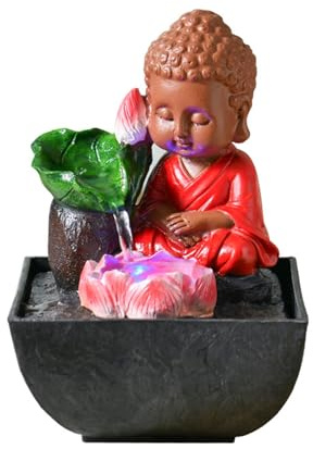 HAGJII Pequeña Shami Fuente De Agua Decorativa con Luz Led, Fuente De Interior Zen Oficina Sala De Estar Decorar