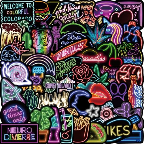 100PCS Cartoon Anime Style Stickers Pack,Vinyl Waterproof Decals, Cute Neon Decals for Water Bottles, School Rewards, Laptop Skateboard Phone Guitar Case Decor