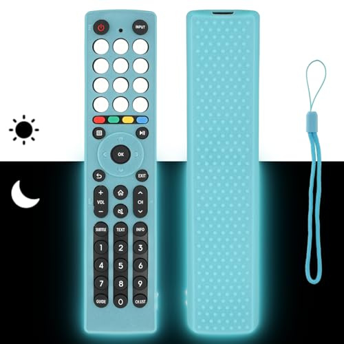 Funda para Mando a Distancia de Silicona Compatible con Hisense EN2J36H EN2D36H EN2F36H EN2N36H EN2Q36H EN2C36H TV Mando a Distancia Cubierta Protectora antigolpes con un cordón (Azul Fluorescente)