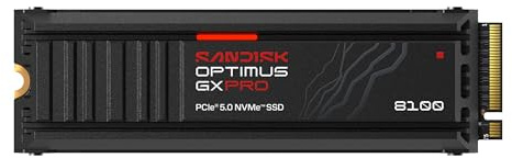 SANDISK Optimus GX PRO 8100 PCIe Gen 5 NVMe SSD mit Kühlkörper 1 TB (bis zu 14.900/11.000 MB/s sequentielle Lese-/Schreibgeschwindigkeiten, TLC 3D CBA NAND)
