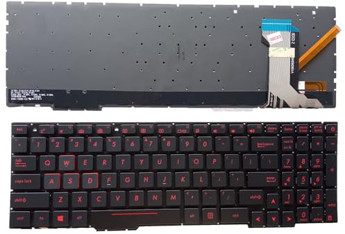 QFFOZSW Für US-Laptop-Tastatur für ASUS für ROG Strix GL753VW 0kn1-0b5us11 GL753VE GL553VD GL553VE GL753VD kein Zeiger mit Hintergrundbeleuchtung ROT