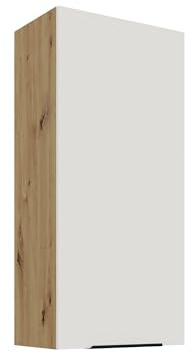 Kuechen-preisbombe Küchen Hängeschrank 50 cm - Höhe 90 cm ARIA Weiss Ultra matt + Eiche Artisan matt, hochwertige Fronten mit Anti Fingerprint Beschichtung Küchenzeile Küchenblock