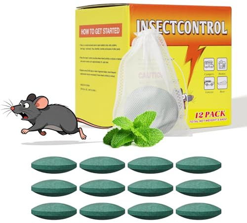 Sinlay Natürliche Rattengift mit Netz, 12 Stück Rattengift Portionsköder mit Pfefferminzöl, Mäuse Vertreiben & Ratten Abschrecken, Mäuseabwehr für Haus, Garage & Garten, Einfach & Effektiv