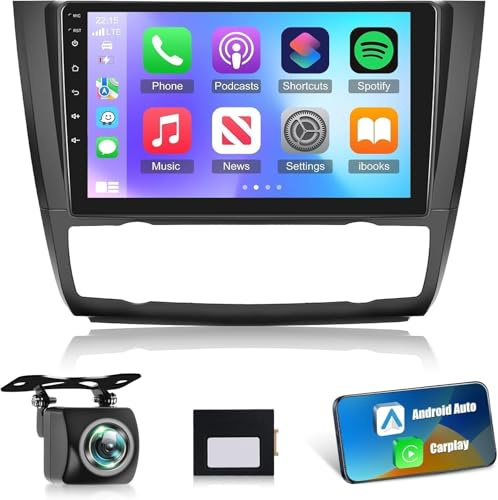 NHOPEEW 2+64G 9 Pollici Radio Android per BMW Serie 1 E81 E82 E87 E88 2005-2011 - Wireless CarPlay & Android Auto, Navigazione GPS, Controllo del Volante, FM RDS, Split Screen