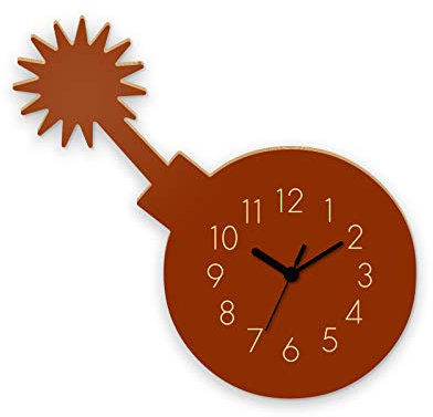 Wanduhr Piratenbombe-Braun, Kinderuhr, Uhr für Kinderzimmer