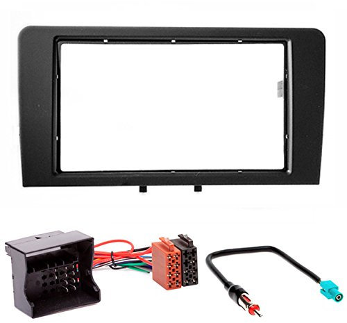 CARAV 11-450-25-7 Radioblende Car 2-DIN in Dash Installation kit Set for Audi A3 (8P / with Symphony OEM-Radio) 2003-2008; A3 (8P/8PA) 2008-2012 + ISO and Antenna Adapter Cable