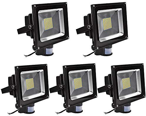 Greenmigo 5x 20W 30W 50W 80W SMD Fluter mit Bewegungsmelder LED Strahler Warmweiß warmweiss Licht IP65 Wasserdicht LED Lampe Wandleuchter Flulicht Flutbeleuchtung LED Gartenlampe Außenstahler