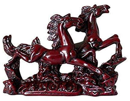 Petrichor Victory Galoppierende rote Laufpferde Paar Figur für positive Energievibrationen (Farbe: rot, Länge: 14 cm)