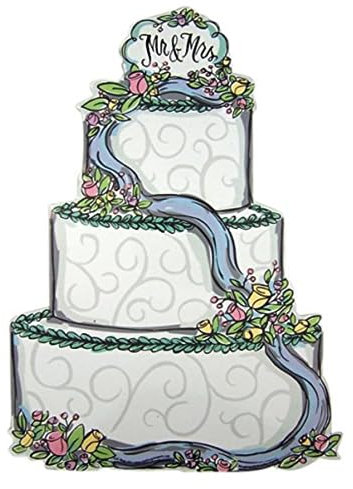 Mr. and Mrs. White Wedding Cake Decoration Magnet Decal for Car Locker or Fridge, 11 Inch